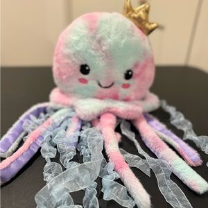 2 Scoops JELLYFISH with CROWN Furry Plush Pastel Colors Stuffed Animal 2019